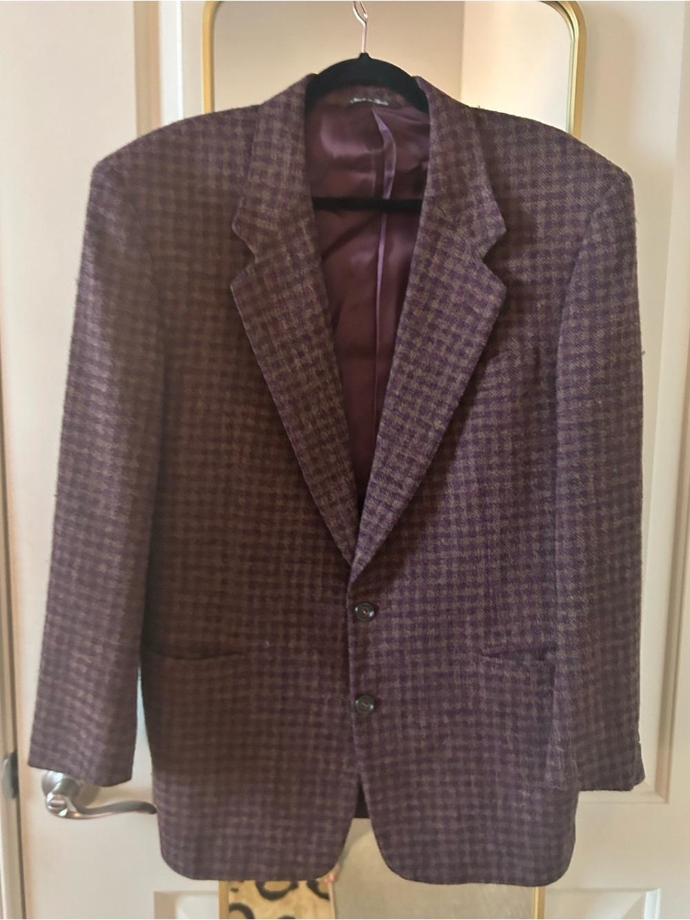 Vintage Canali Milano Mens Blazer Eggplant Brown Wool Sport Coat
